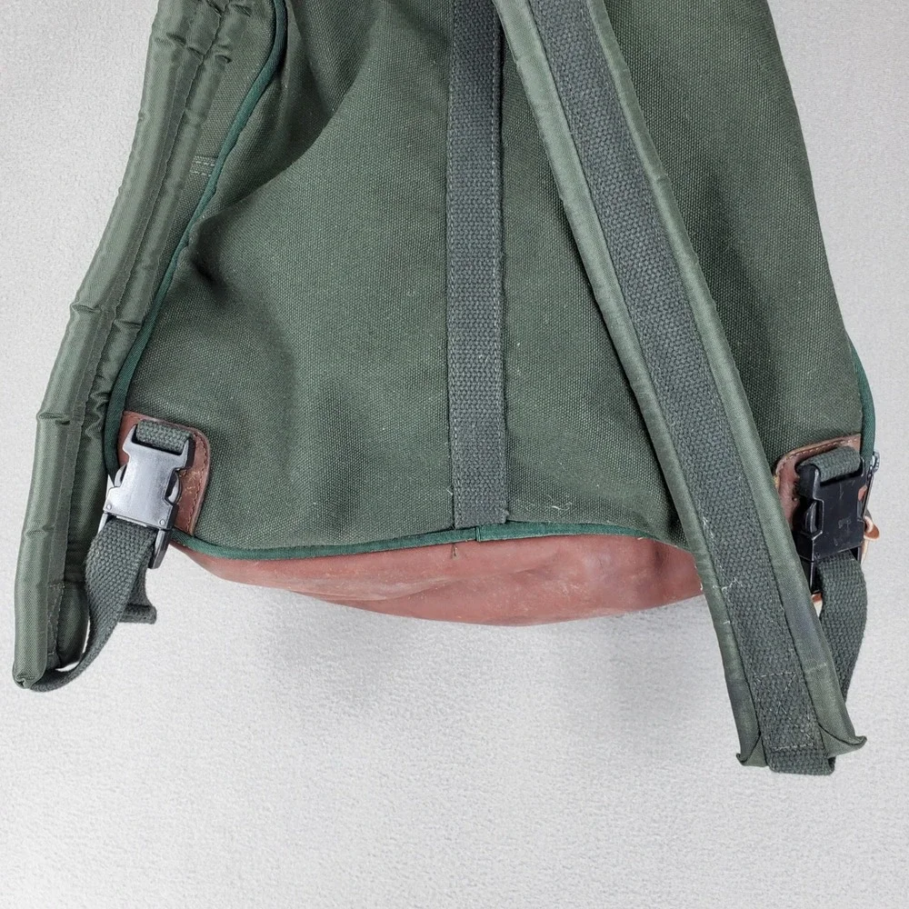 Orvis Canvas Leather Backpack Green Rugged Outdoor Field Bag Heritage Vintage